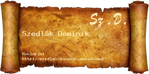 Szedlák Dominik névjegykártya
